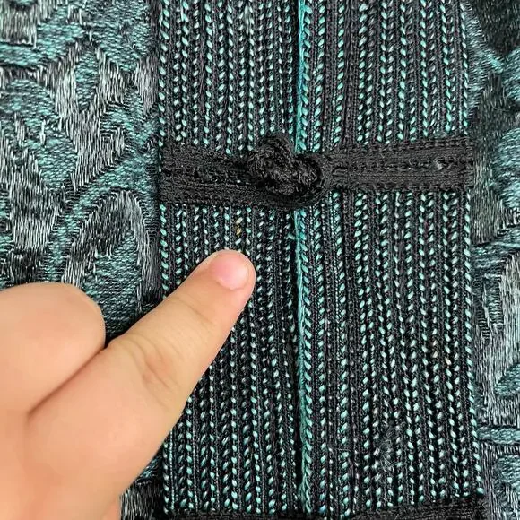 Coldwater Creek green/black tapestry cardigan jacket women's size PM - Picture 6 of 14